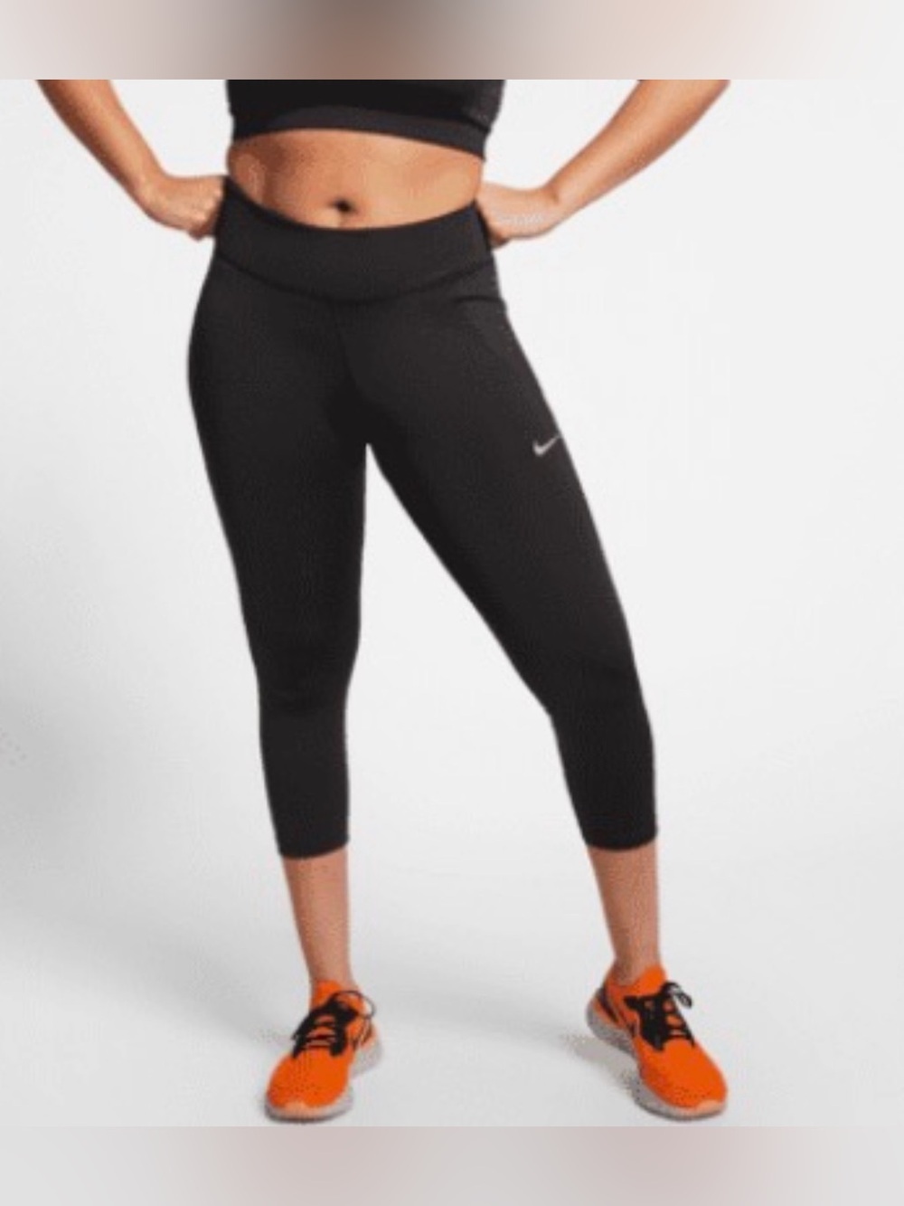 Women's Mid-Rise Crop Running Leggings (Plus Size) Black